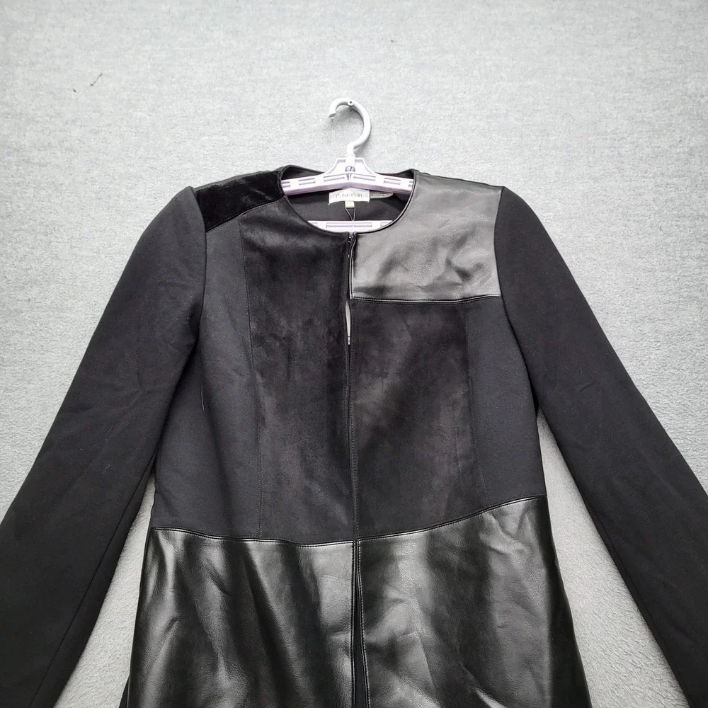 Calvin Klein Women Jacket 8 Black Faux Suede Leather Topper M9HCX182‎